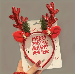 クリスマスの装飾品のカチューシャの鈴鹿の角の頭飾りの閃光のスパンコールの頭は舞踏会のパーティーのお下げのカチューシャを掛けます。