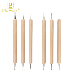 3支裝木杆壓痕筆 衍紙雙頭點鑽筆套裝 陶藝陶泥工具捲紙壓線筆