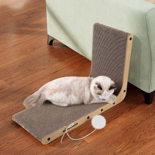 L-shaped cat scratcher and stand integrated durable large corrugated paper cat claw board cat toy wear-resistant and dust-free