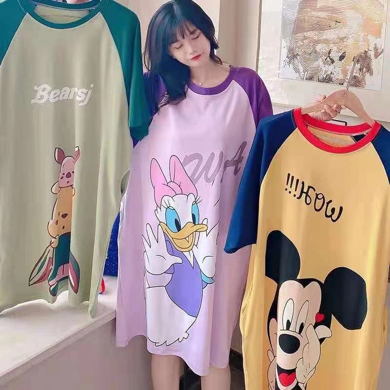 2022 nuevo camisón de verano de las mujeres de dibujos animados de manga corta venta caliente pijamas delgados ropa para el hogar suelta sudeste asiático transfronterizo