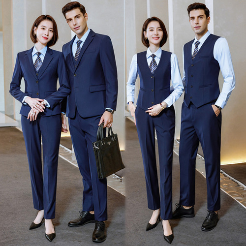 Thick royal blue professional suit jacket workwear unisex wrinkle-resistant suit set corporate business formal attire