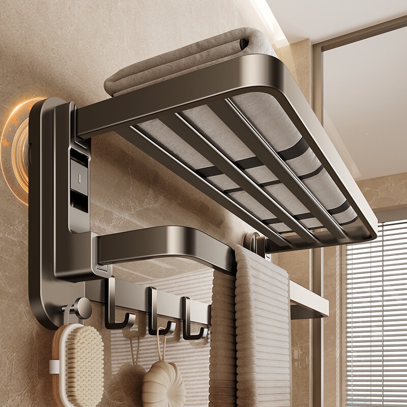 Suction Cup Towel Rack, No-Drill Bathroom Storage Rack, Wall-Mounted Bath Towel Storage Shelf for Bathroom and Shower Room