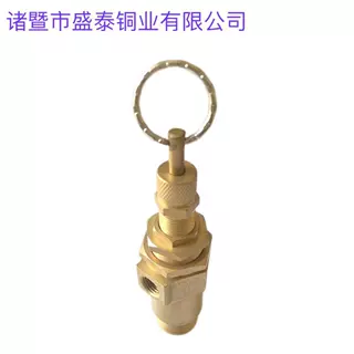 黄铜拉环安全阀空压机泄气阀2分外丝黄帽安全阀全铜泄压阀