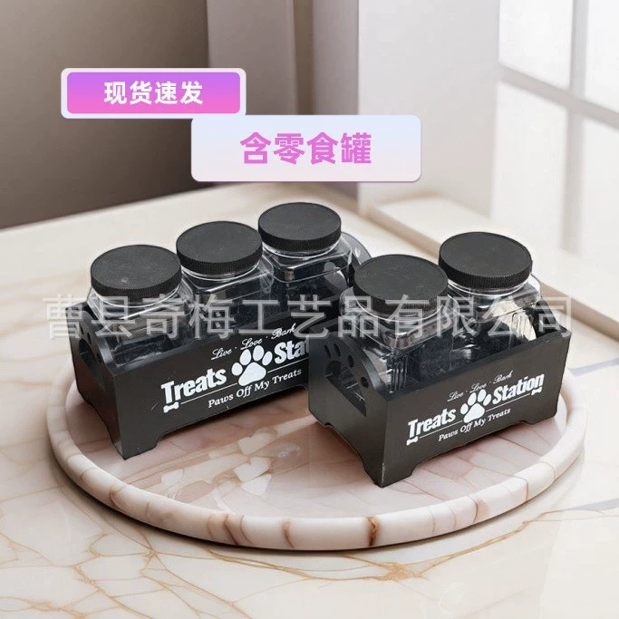 Пятно деревянная коробка для хранения корма для собак Корм для животных Игрушка Коробка для собак Коробка для собак Черно-белая герметичная коробка для хранения