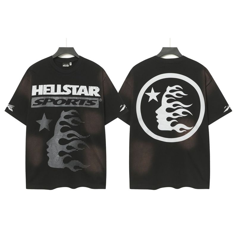 クロスボーダー Hellstar Tシャツ 2025年夏 欧米トレンドブランド レタープリント ゆったり半袖Tシャツ 男女兼用|undefined