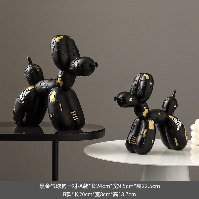 Un par de perros de globo negro