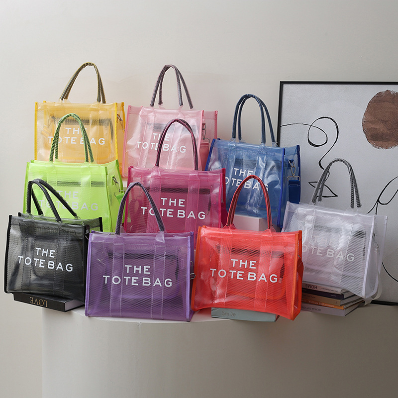 Cross-Border Factory Wholesale Summer Fashion Transparent Large-Capacity Colorful Pvc Women's Tote Bag Crossbody Shoulder Bag