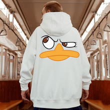 欧美街头潮牌恶搞鸭子卫衣男ins潮流情侣装大码银狐绒国潮外套