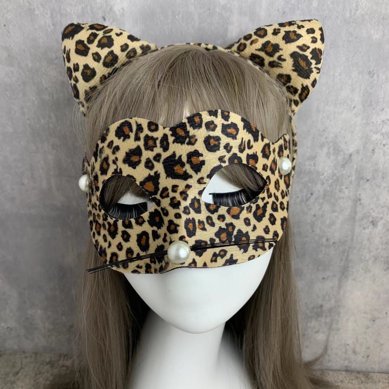 Orejas de estampado de leopardo diadema orejas de gato lindo Halloween Cosplay accesorios para adultos decoración del partido suministros