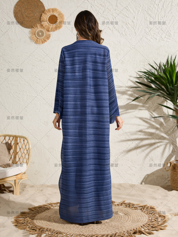 中东跨境时尚套装大码女装三宅褶皱两件套披风连衣裙阿拉伯阿巴亚|undefined