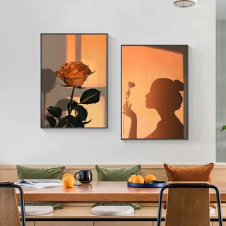 轻奢文艺花卉光影人物系列 高清喷绘画 酒店家居装饰画办公室挂画