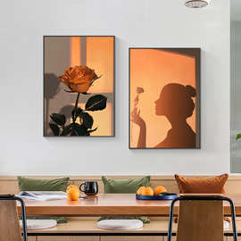 轻奢文艺花卉光影人物系列 高清喷绘画 酒店家居装饰画办公室挂画