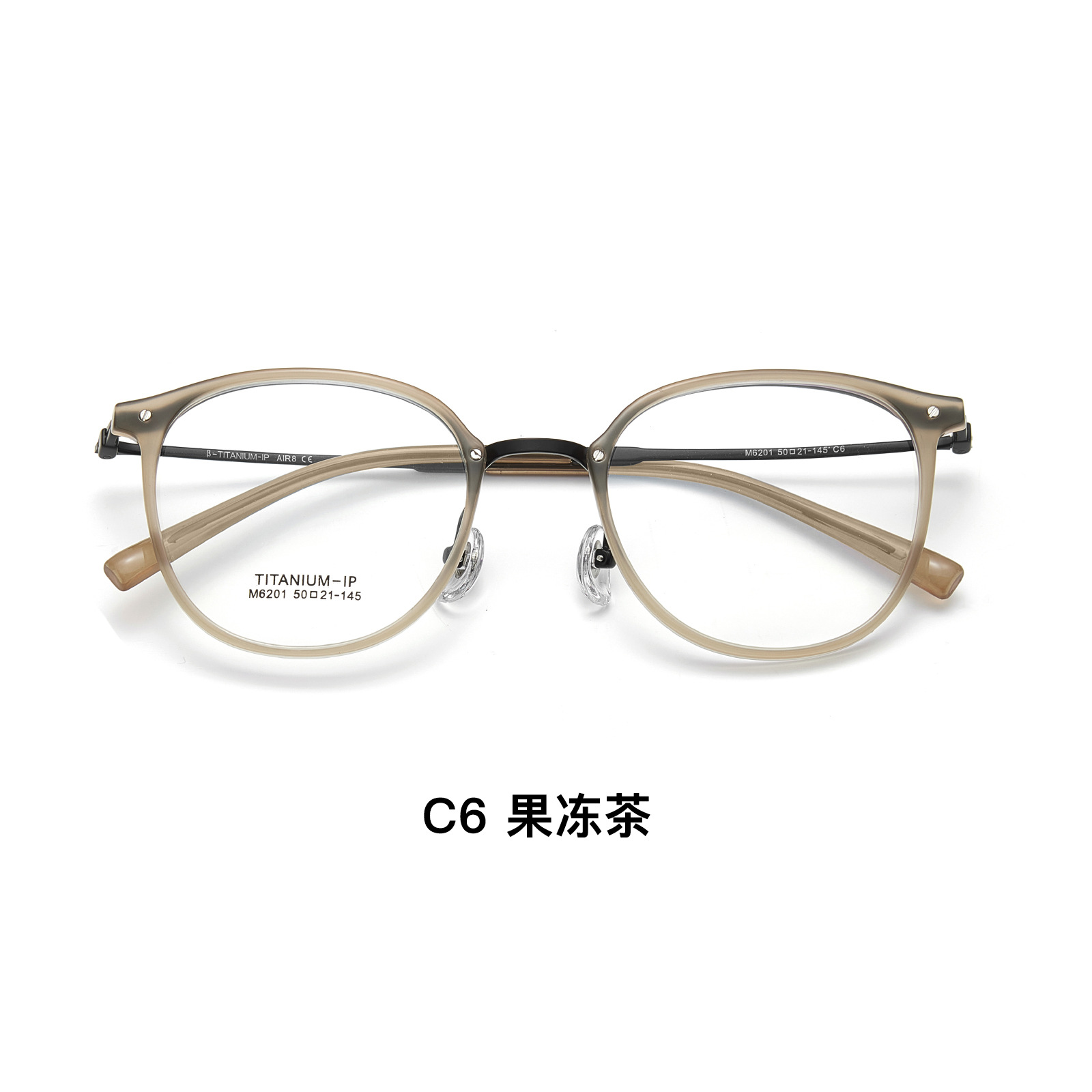 Red retró retro marco redondo TR marco de gafas de goma de oro ajustable de silicona vacío de base nasal IP pierna de titanio Danyang al por mayor gafas