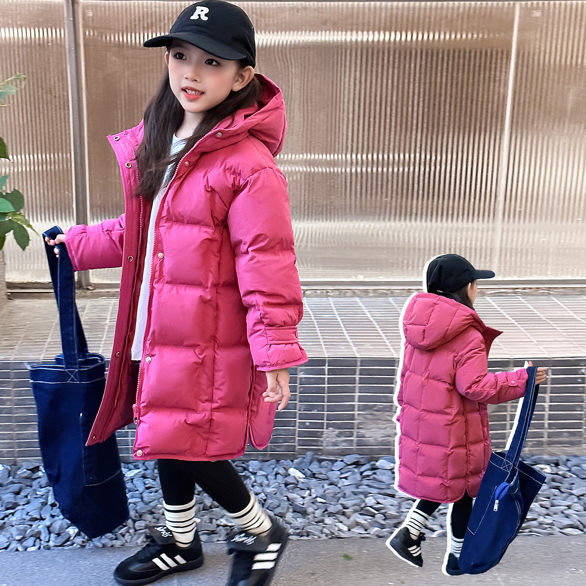 Chaqueta acolchada de algodón para niñas de invierno Chaqueta acolchada larga chaqueta acolchada de algodón 2024 Chaqueta acolchada de algodón con capucha para niños de niñas nuevas