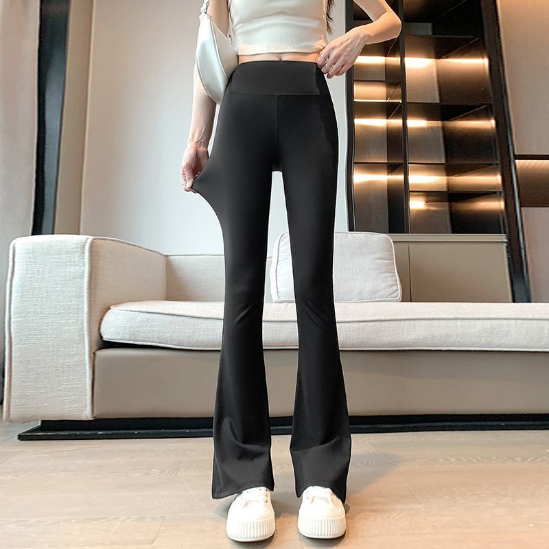 Pantalones de gran tamaño para mujeres primavera y verano de cintura alta pantalones casuales elásticos negros delgados pantalones largos de moda comercio exterior al por mayor