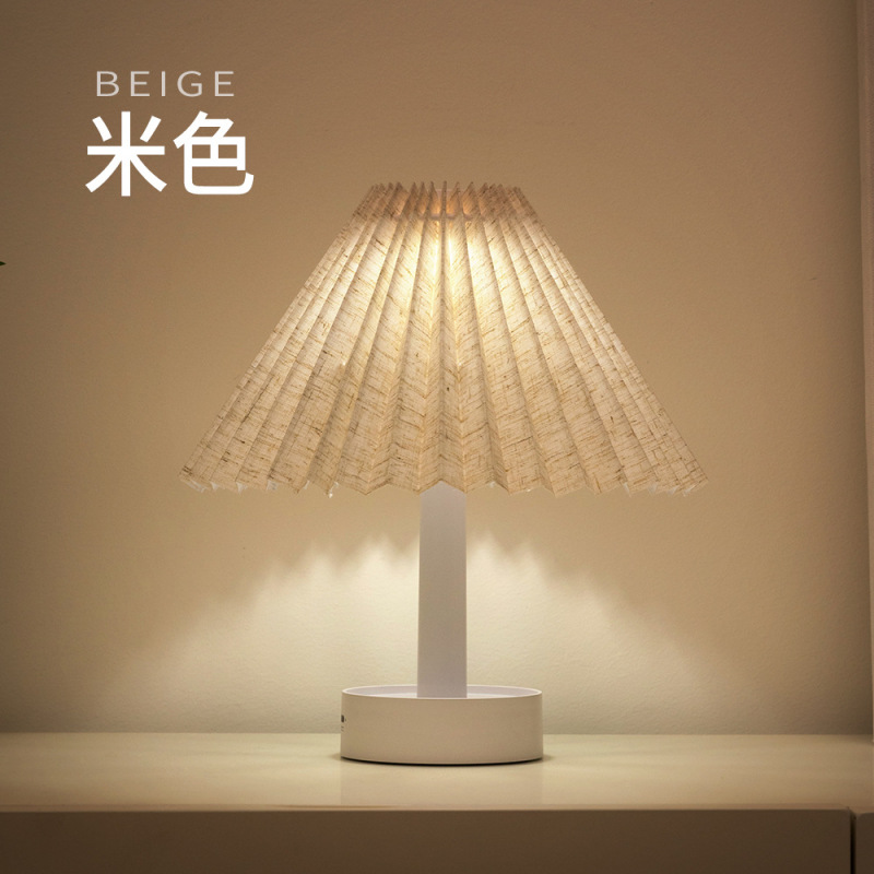 レトロ百ひだ電気スタンドUSB充電寝室ベッドサイドランプ傘形小夜灯雰囲気ランプクリエイティブ誕生日プレゼント|undefined
