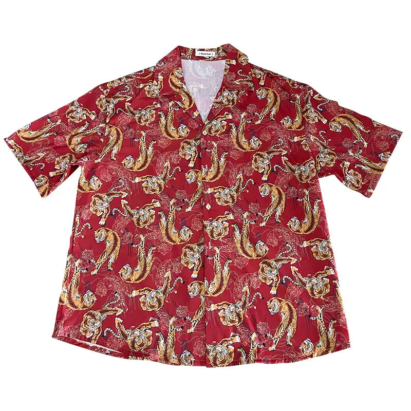 Europe and the United States cross-border source direct selling AliExpress men's Hawaiian style fake flower shirt short sleeve