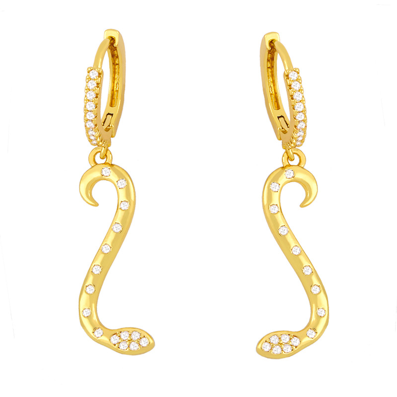 Simple Snake Pendant Inlaid Zircon Earrings display picture 3