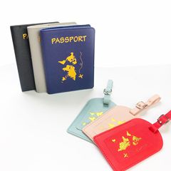 Cross-border wholesale combination pu leather passport set multi-functional hot stamping luggage tag passport holder set