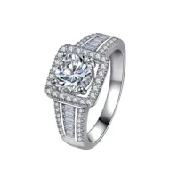 Wedding ring, zirconium, square ring with stone, diamond encrusted