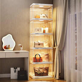 G1F包包收纳柜多层落地家用高级展示柜防尘大容量卧室客厅带灯置