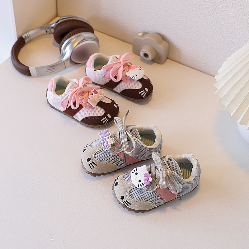 Korean Style Moral Training Shoes 2025 Spring & Fall New Kidsren's Sports Shoes Baby Soft Sole Toddler Shoes Girls Cartoon Sneakers