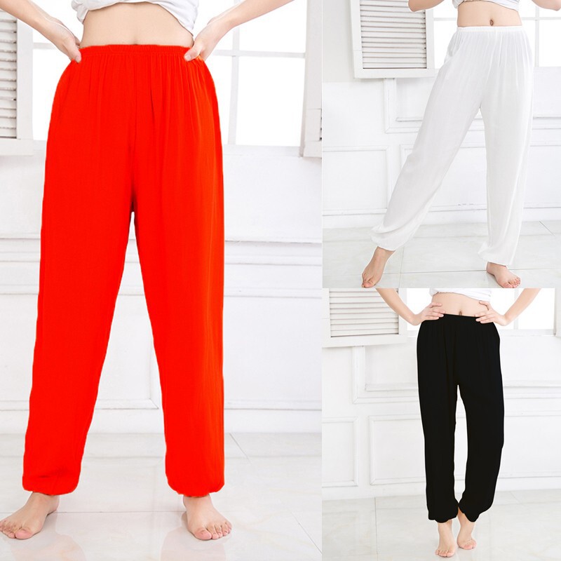 Men's and women's lantern trousers cotton silk summer thin closed wide-leg dance yoga adult pants artificial cotton mosquito-proof pants