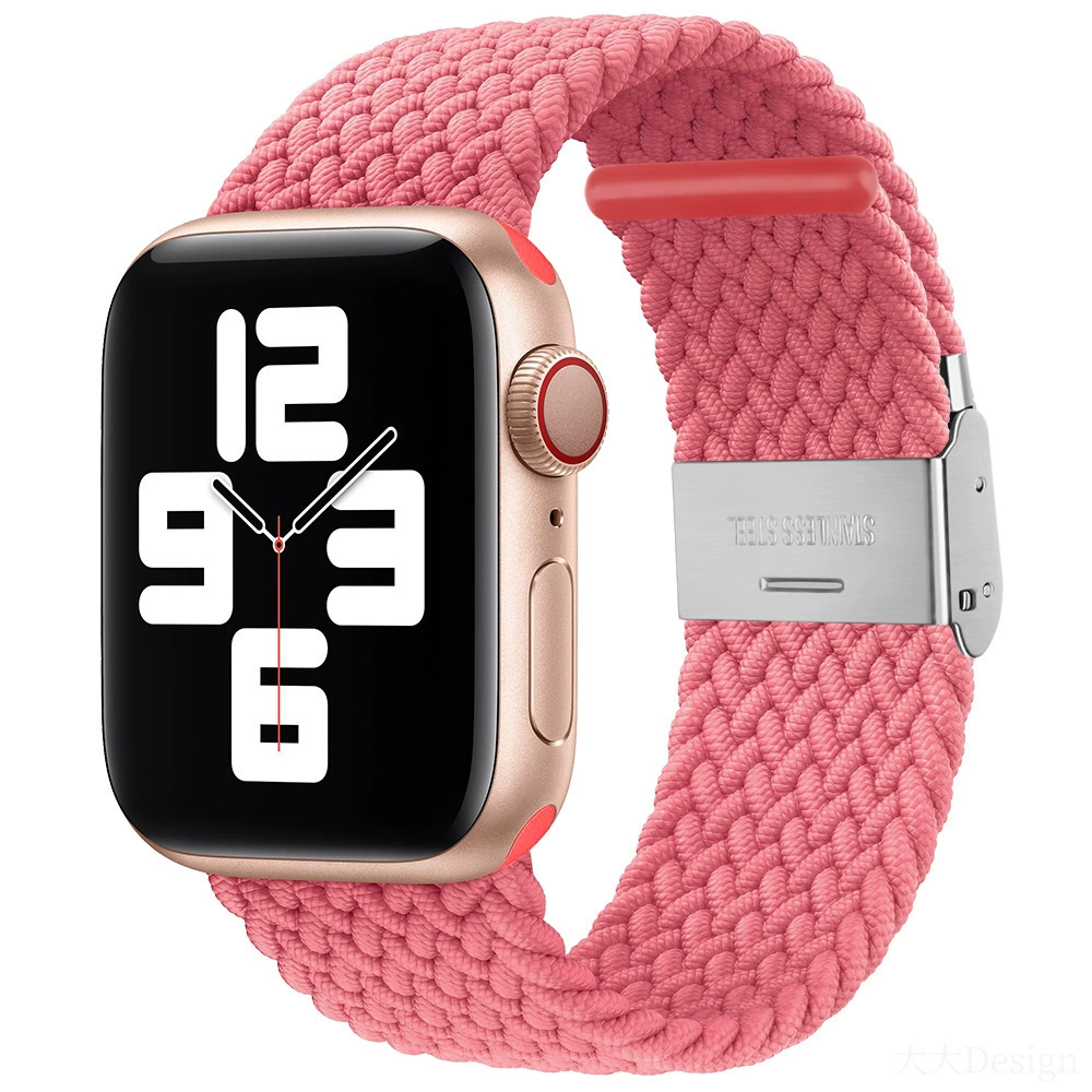 Совместимо с Apple Watch 5-6-7-8-9-10 поколения Snap-on нейлоновый плетёный ремешок iWatch S10 регулируемый браслет