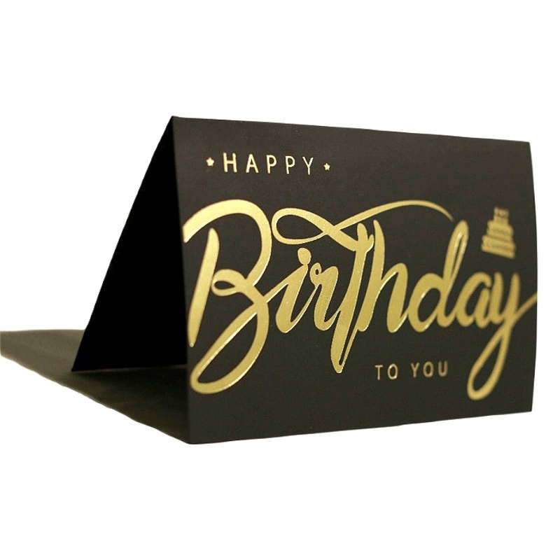 В наличии Общий подарок Спасибо Поздравительная открытка [Black Stamping Card] Подарочное украшение Открытка для сообщений Поздравительная открытка на день рождения