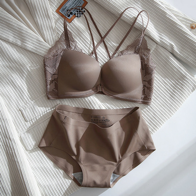 Caliente hígado no anillo de acero brillante cómodo sexy sin costuras hebilla frontal ropa interior mujeres push up anti-flacidez sujetador traje 3229