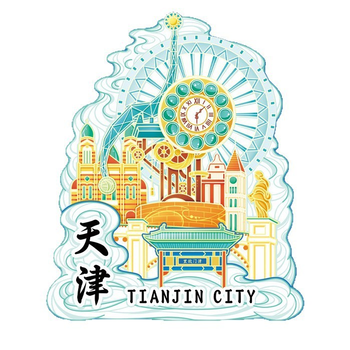 工場卸売天津世紀鐘天津門故郷景勝地木製文化創造旅行都市冷蔵庫マグネット記念品|undefined