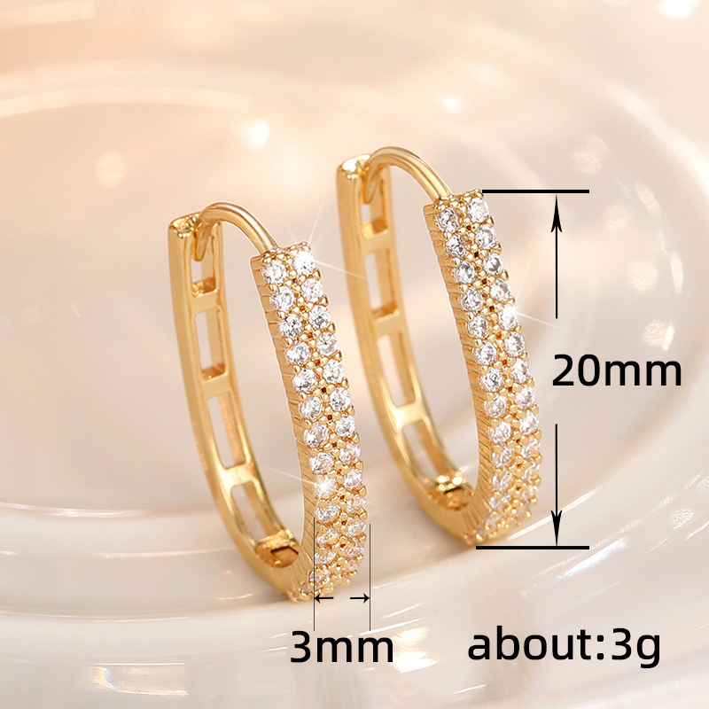 Sparkling U-shaped Drop Earrings French Style Textured Jewellery_voghion.com
