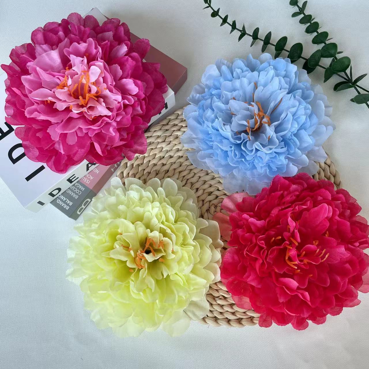 19cm large peony head simulation flower lantern decoration wedding floor arch flower arrangement gift box ornaments silk flowers