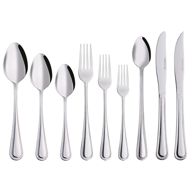Vajilla occidental de acero inoxidable 1010 sola línea restaurante del hotel engrosada carne tenedor cuchara traje transfronterizo al por mayor tenedor cuchillo