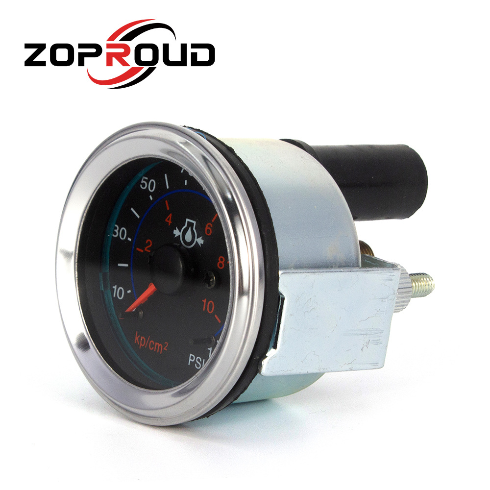 52mm direct-sensing mechanical oil pressure gauge 150Psi/10bar dual scale for engineering vehicles and tractors