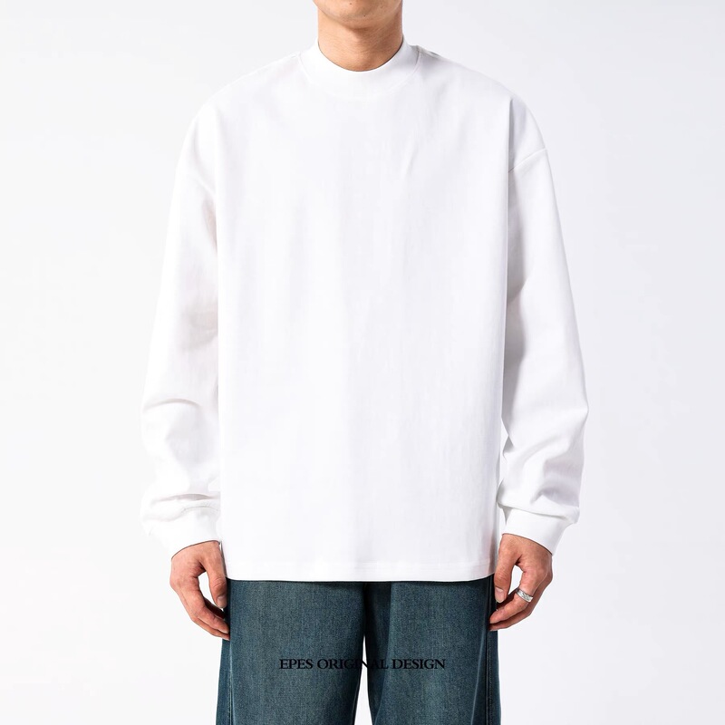 500g Heavyweight Small Neckline Long-Sleeved T-Shirt for Men in Spring and Autum Basic Style with Comfortable Threaded Pure Color Bottoming Shirt t 500g Heavyweight Small Neckline Long-Sleeved T-Shirt for Men in Spring and Autum Basic Style with Comfortable Threaded Pure Color Bottoming Shirt t