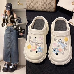 韓版洞洞鞋女 夏季外穿增高沙灘涼拖鞋 踩屎感軟底防臭居家包頭拖