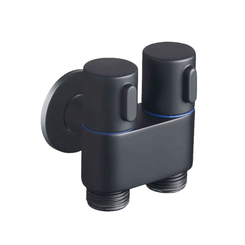 Cobre de doble control de uno en dos-Válvula de ángulo de salida de acero inoxidable de tres vías de doble cabeza hogar mini lavadora multi-función grifo