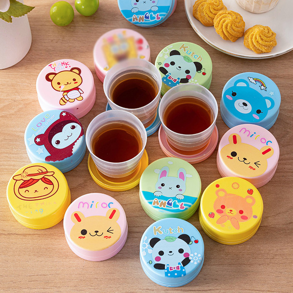 Outdoor Travel Stacking Water Cup Telescopic Cup Solid Color Leak-Proof Handy Cup Creative Portable Plastic Cup