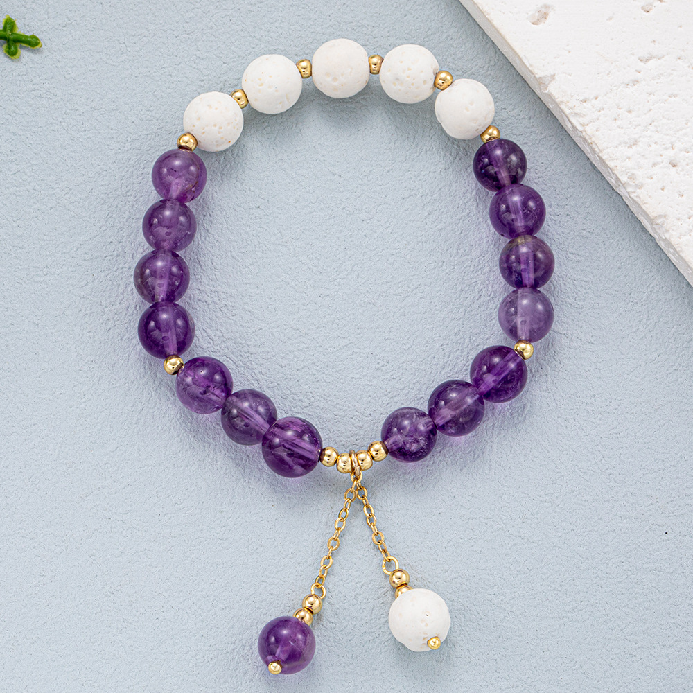 Amista natural de Uruguay pulsera de piedra volcánica de cristal minimalista para mujeres estudiantes de oficina pulsera de regalo para amigos