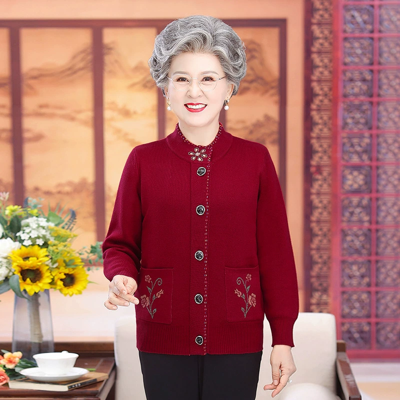 Весенний вязаный кардиган для среднего и пожилого возраста, Женский 60-летний, 70 лет, весенне-осенняя одежда больших размеров, 80 пальто для бабушки, Новинка