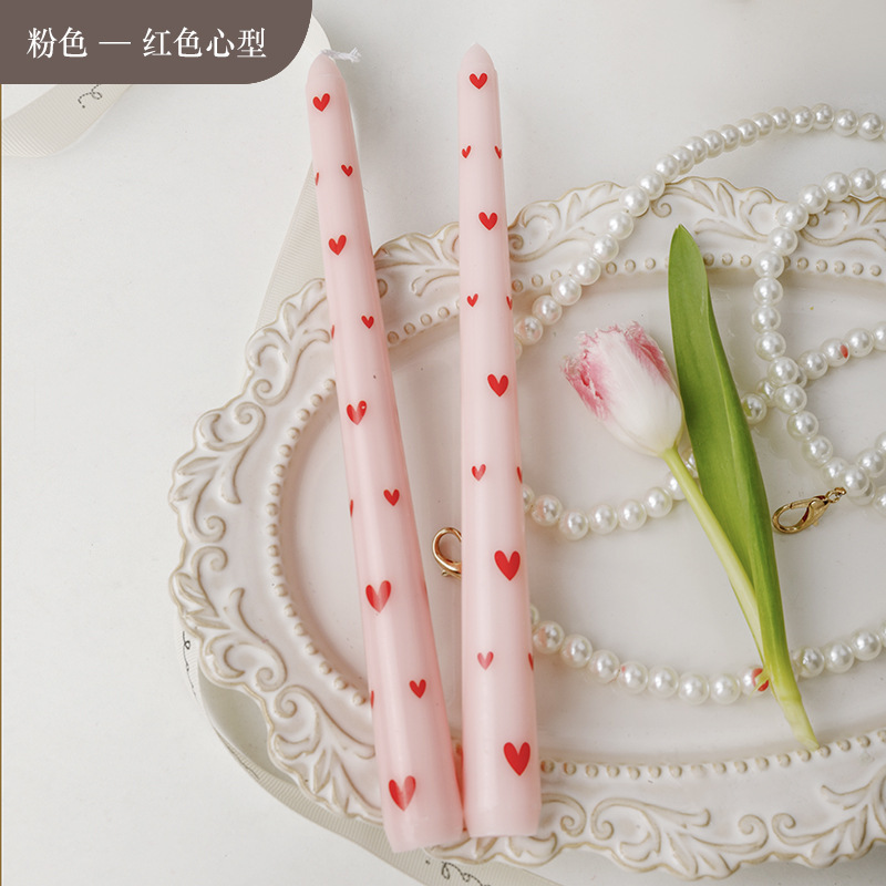 25cm印花长杆蜡烛欧式浪漫烛光晚餐婚庆节日结婚家用跨境无烟蜡烛|undefined