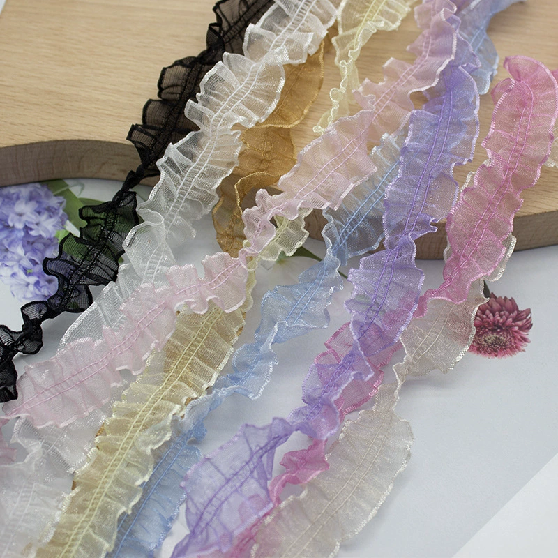 В наличии 20 мм двусторонний тюль, цветной кружевной край, рюши, матовые плиссированные рюши, носки для обуви, украшения для одежды, аксессуары