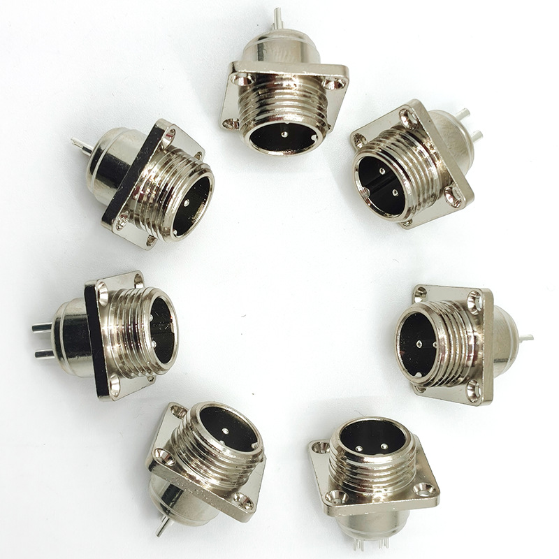Factory Wholesale Solid Copper Pin Gx12/16 Aviation Plug Multi-Core Square Flange Male Connector