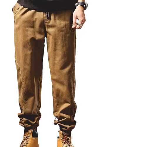 Autumn-style relaxed-fit cargo pants: trendy, cool, casual ankle-tied trousers—youthful, popular, and perfectly suited for men who love simple, modern, and stylish fashion.
