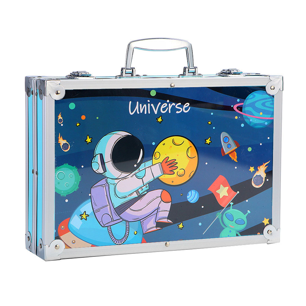 En stock 145 unidades de doble capa de aluminio caja cepillo pintura traje estudiante acuarela pluma niños graffiti caja de regalo fábrica al por mayor