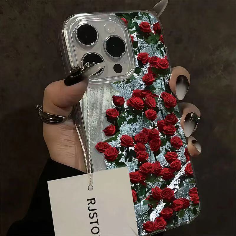 冰川玫瑰适用苹果17PROMAX手机壳iPhone15全包式16ins风13软壳14/