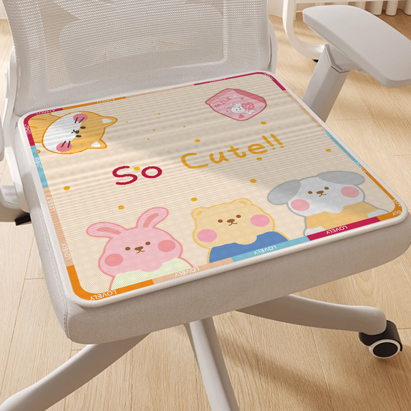 Silla de oficina de hielo de dibujos animados almohadilla de asiento de computadora silla de comedor anti-deslizante de verano almohadilla de hielo
