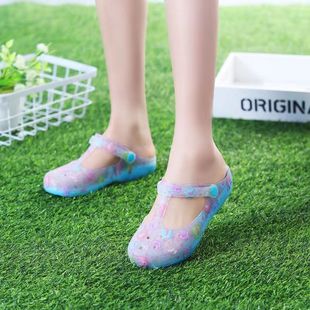 Croc Shoes Women's Non-Slip Korean Style Thick-Soled Croc Shoes Women's Jelly Summer Slippers Beach Shoes Cute Outer Wear Cool