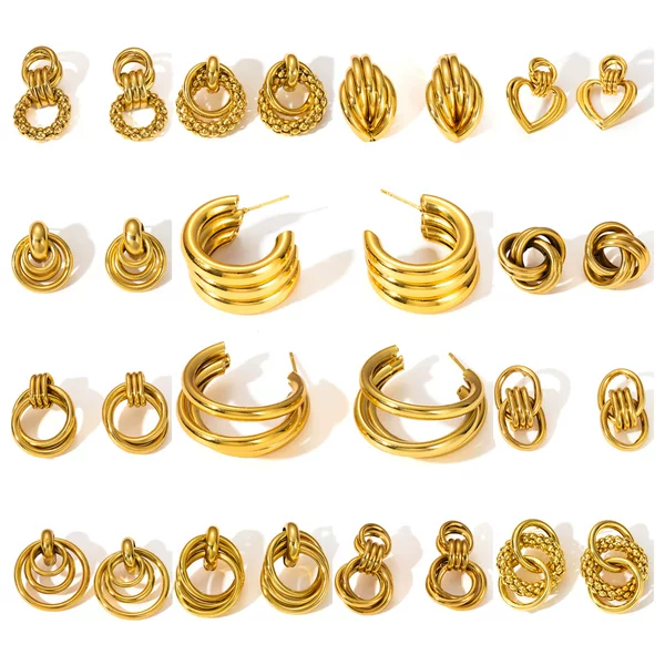 Cross-Border New Stainless Steel Earrings, Vintage 18K Gold-Plated High-Grade Non-Fading Titanium Steel Earrings, Hoop Earrings Wholesale